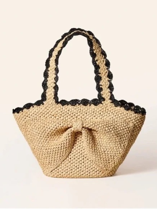 Kate Spade X Target Handbags - Chic Raffia Woven Bow Tote with Black Accents